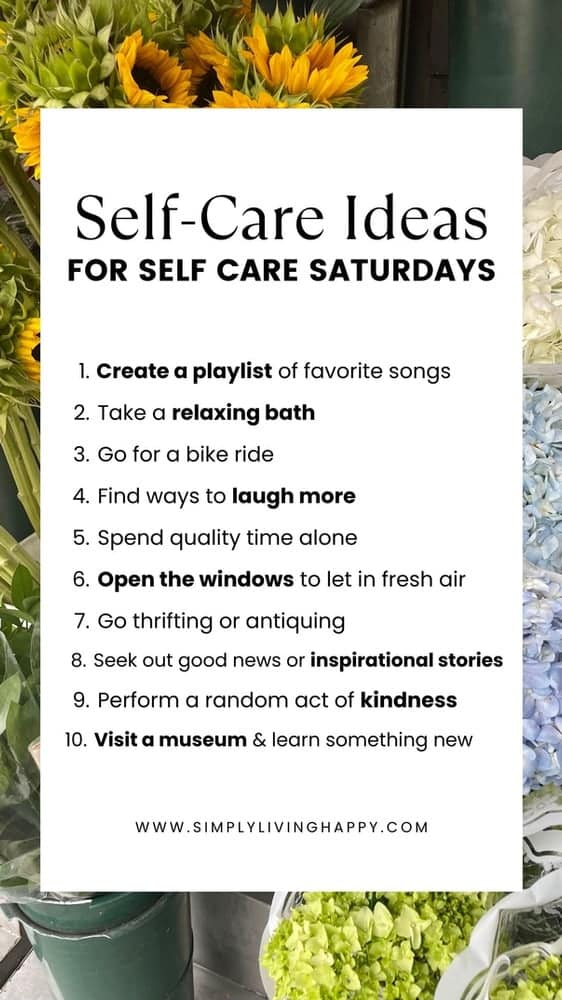 idea list for future Self care saturdays 